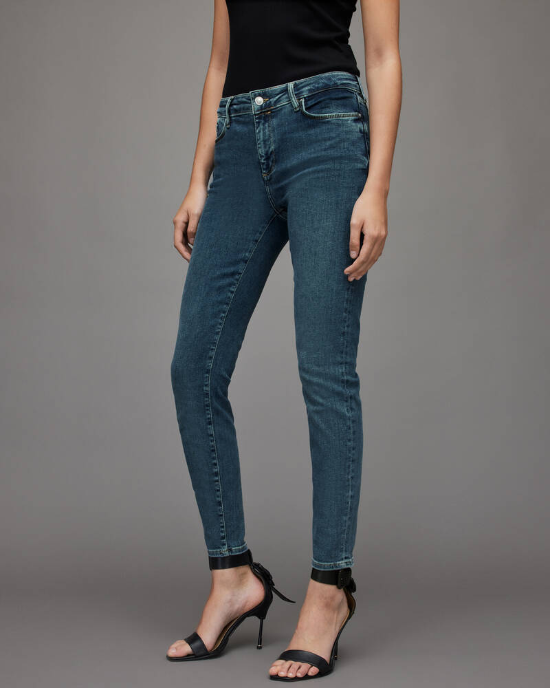 Hunter Blue Allsaints Miller Mid Rise Size Me Skinny Jeans | WE623V-6328