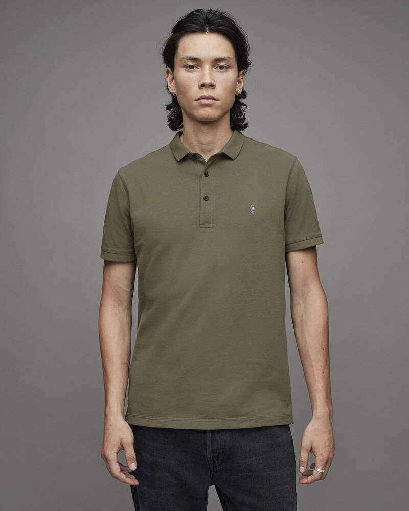 Hunter Green Allsaints Reform Short Sleeve Polo Shirt | MD213X-3357