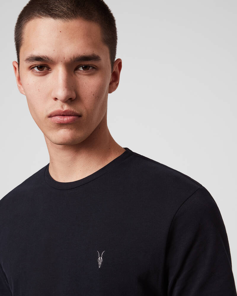 Ink Navy Allsaints Brace Crew Brushed Cotton T Shirt | MD131G-3968