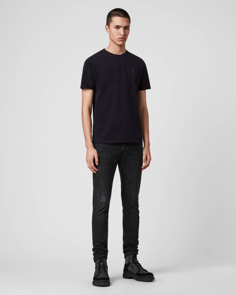 Ink Navy Allsaints Brace Crew Brushed Cotton T Shirt | MD131G-3968