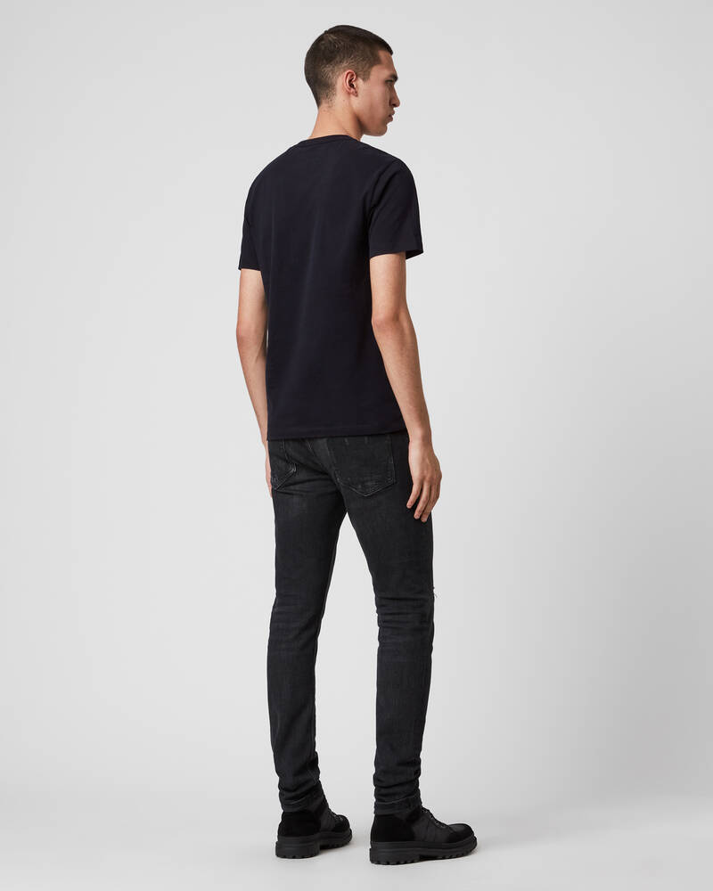 Ink Navy Allsaints Brace Crew Brushed Cotton T Shirt | MD131G-3968