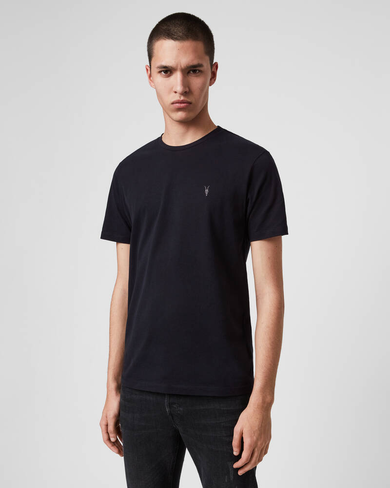 Ink Navy Allsaints Brace Crew Brushed Cotton T Shirt | MD131G-3968