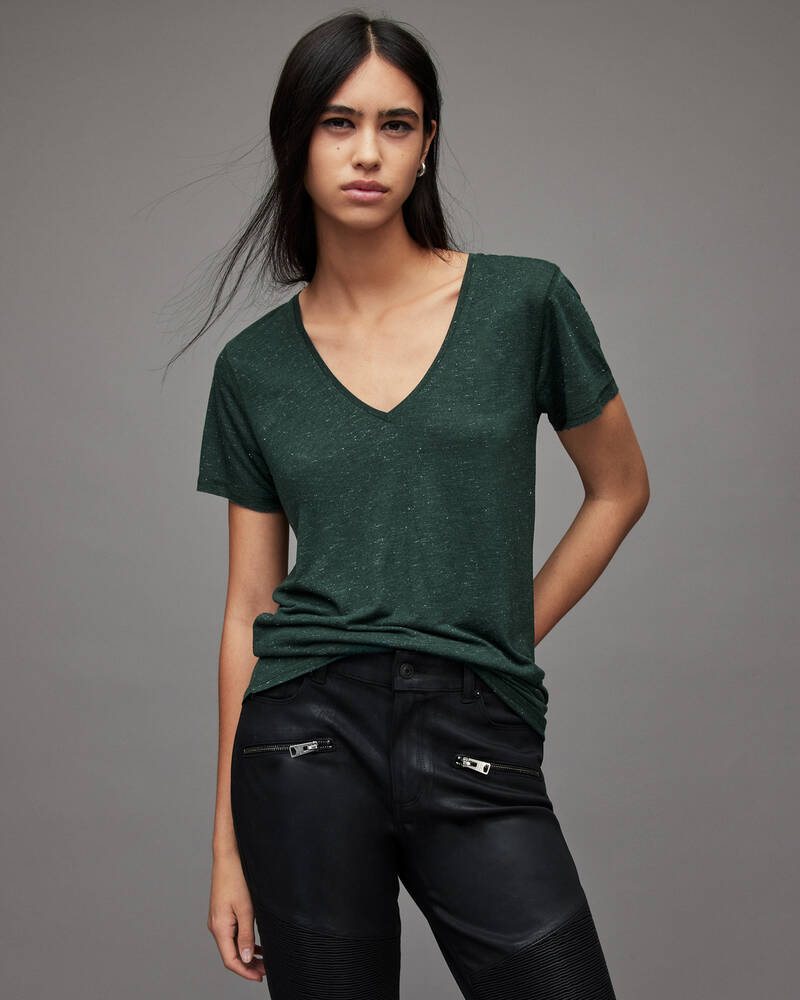 Ivy Green Allsaints Emelyn Shimmer T Shirt | WM188X-8089