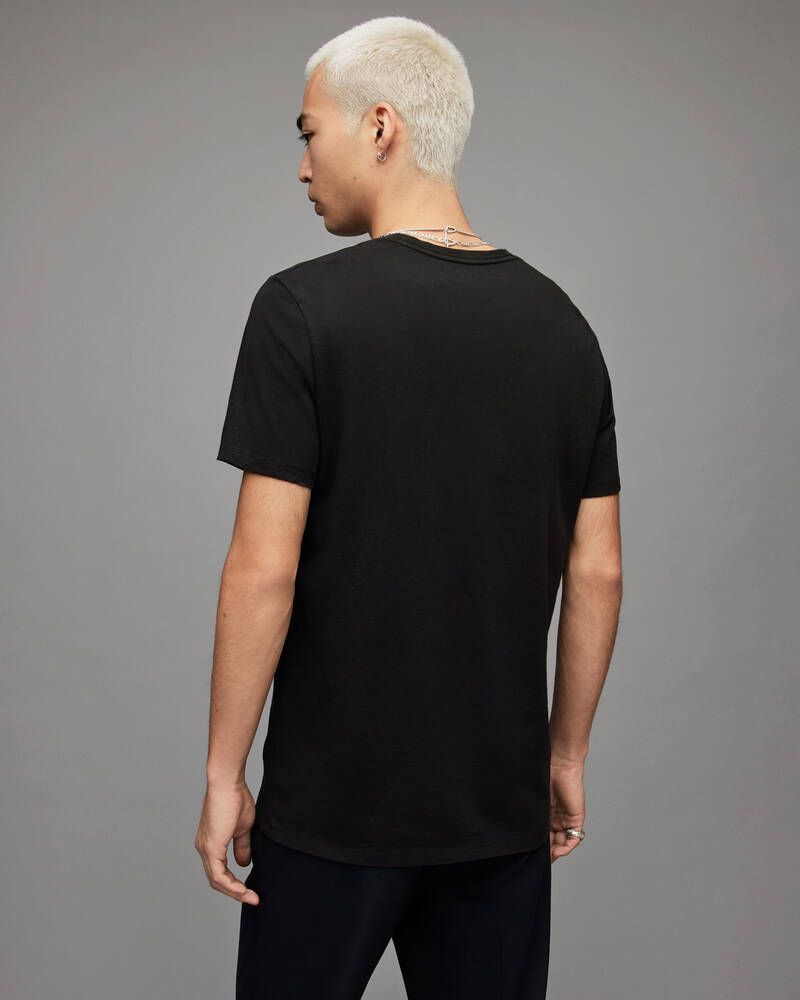 Jet Black Allsaints Ace Brace Brushed Cotton T Shirt | MG245X-451