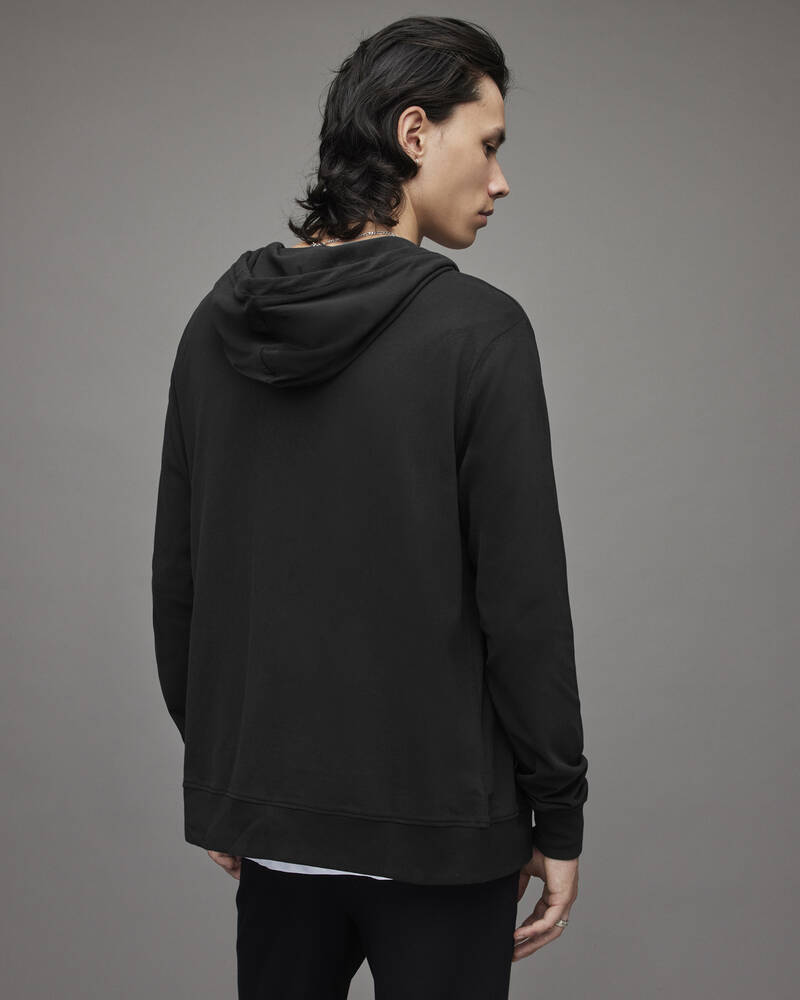 Jet Black Allsaints Brace Brushed Cotton Hoodie | MF028H-451