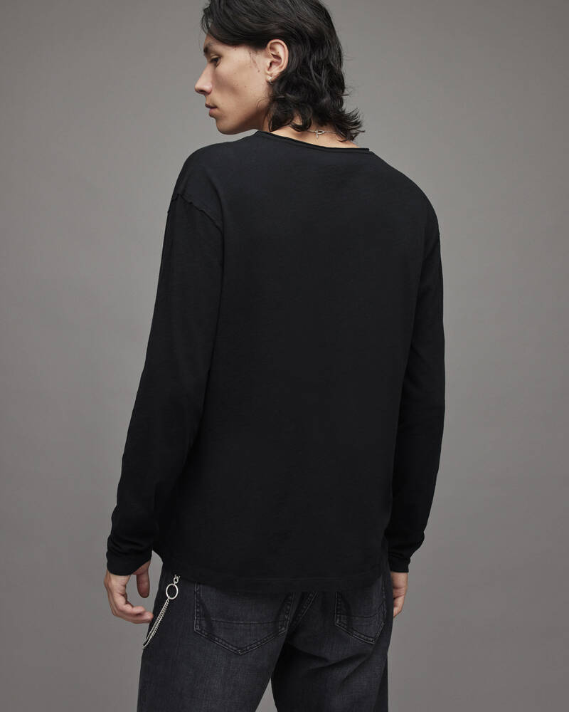 Jet Black Allsaints Figure Long Sleeve Crew T Shirt | MD059T-451