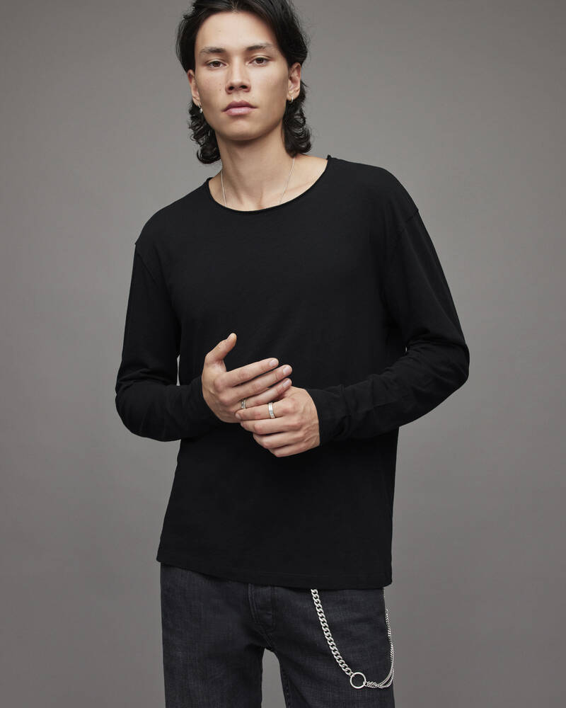 Jet Black Allsaints Figure Long Sleeve Crew T Shirt | MD059T-451