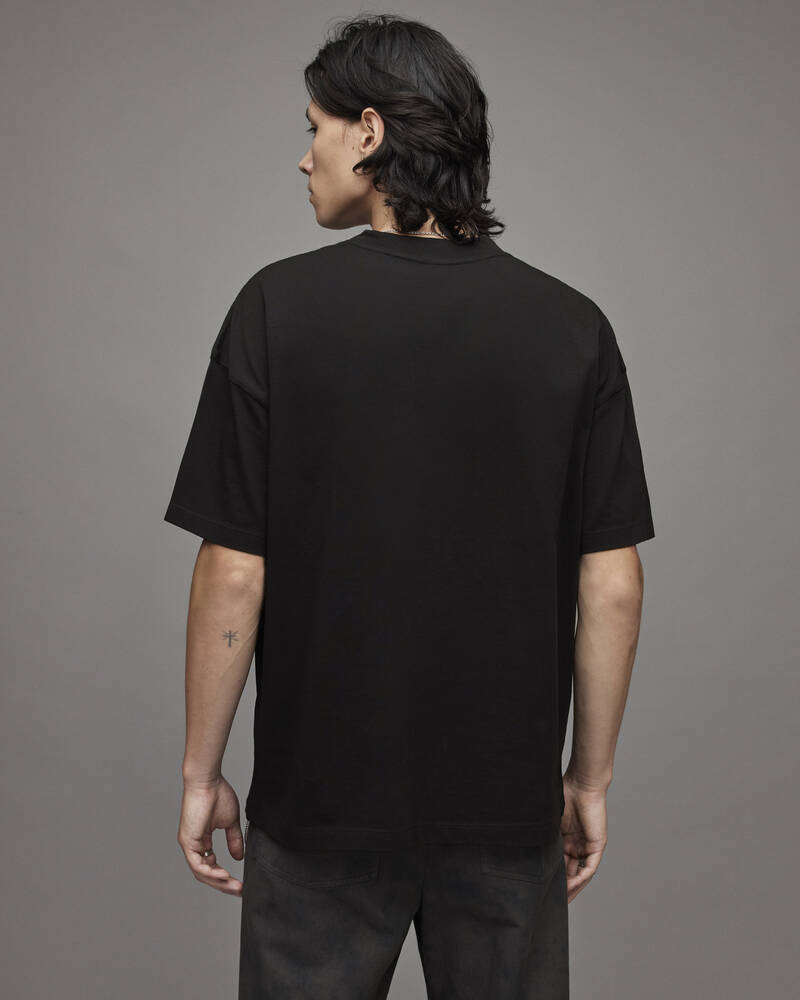 Jet Black Allsaints Harding Crew T Shirt | MD167X-451