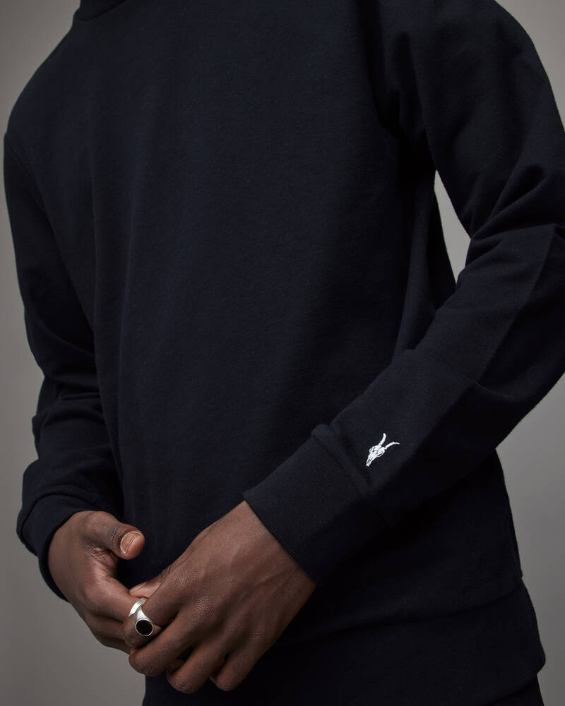 Jet Black Allsaints Haste Crew Sweatshirt | MF191V-451