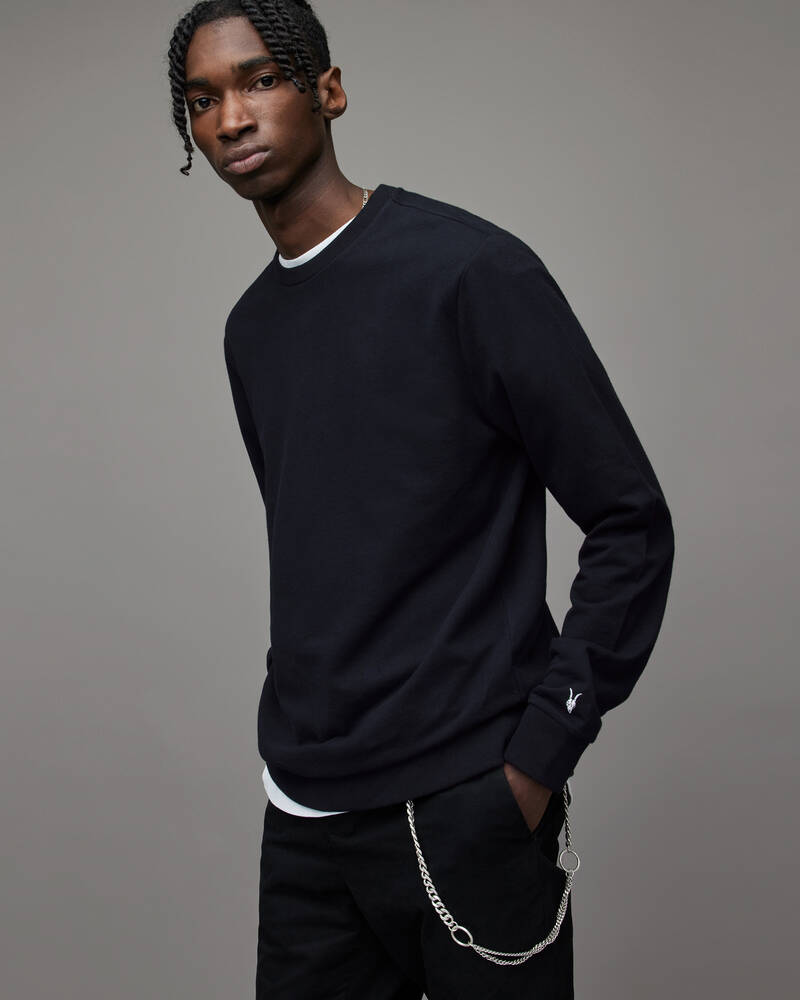 Jet Black Allsaints Haste Crew Sweatshirt | MF191V-451