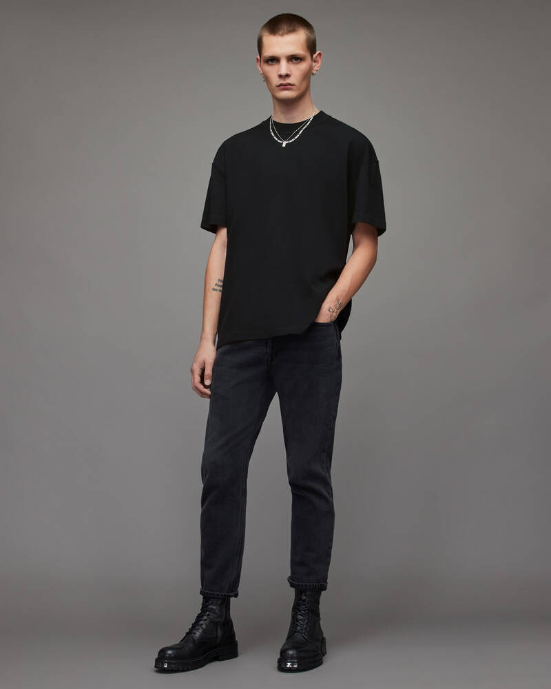 Jet Black Allsaints Isac Oversized Crew T Shirt | MD105V-451