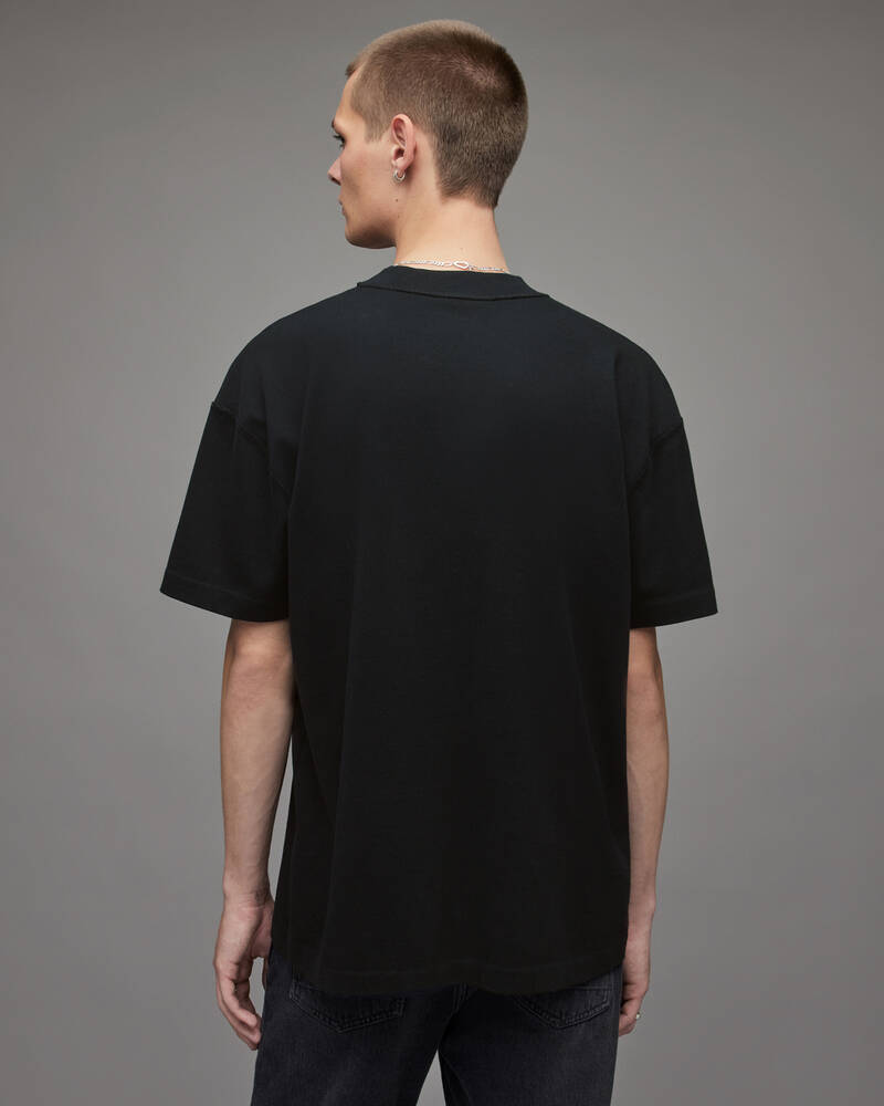 Jet Black Allsaints Isac Oversized Crew T Shirt | MD105V-451