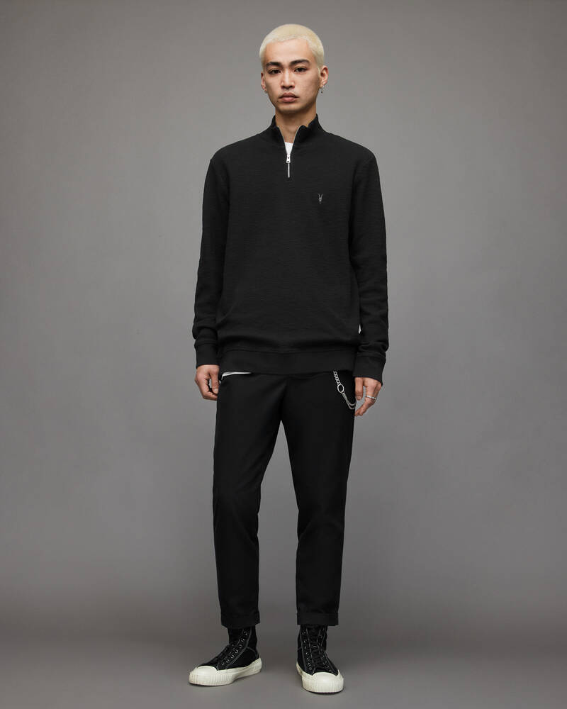 Jet Black Allsaints Muse Half Zip Funnel Sweatshirt | MF102X-451