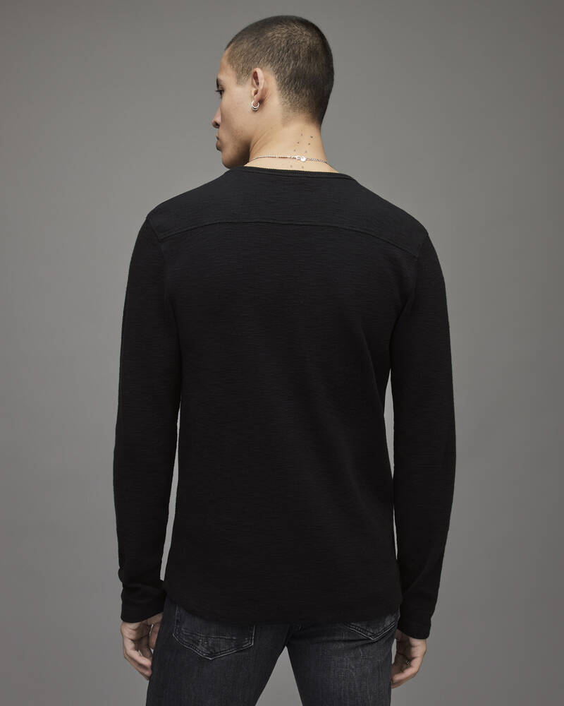 Jet Black Allsaints Muse Long Sleeve Crew T Shirt | MD021R-451