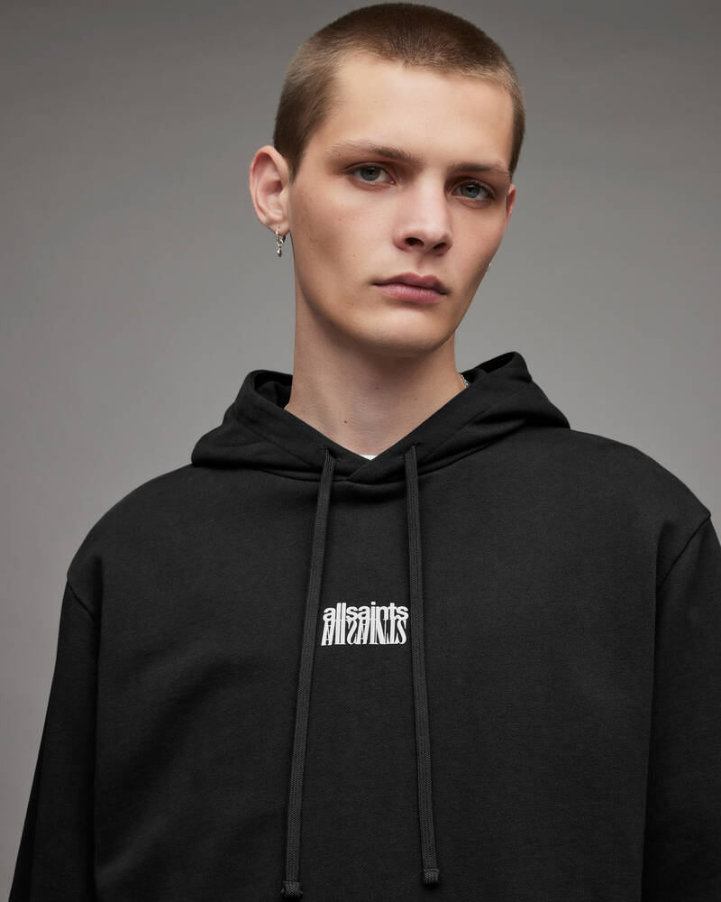 Jet Black Allsaints Refract Pullover Hoodie | MG039X-451