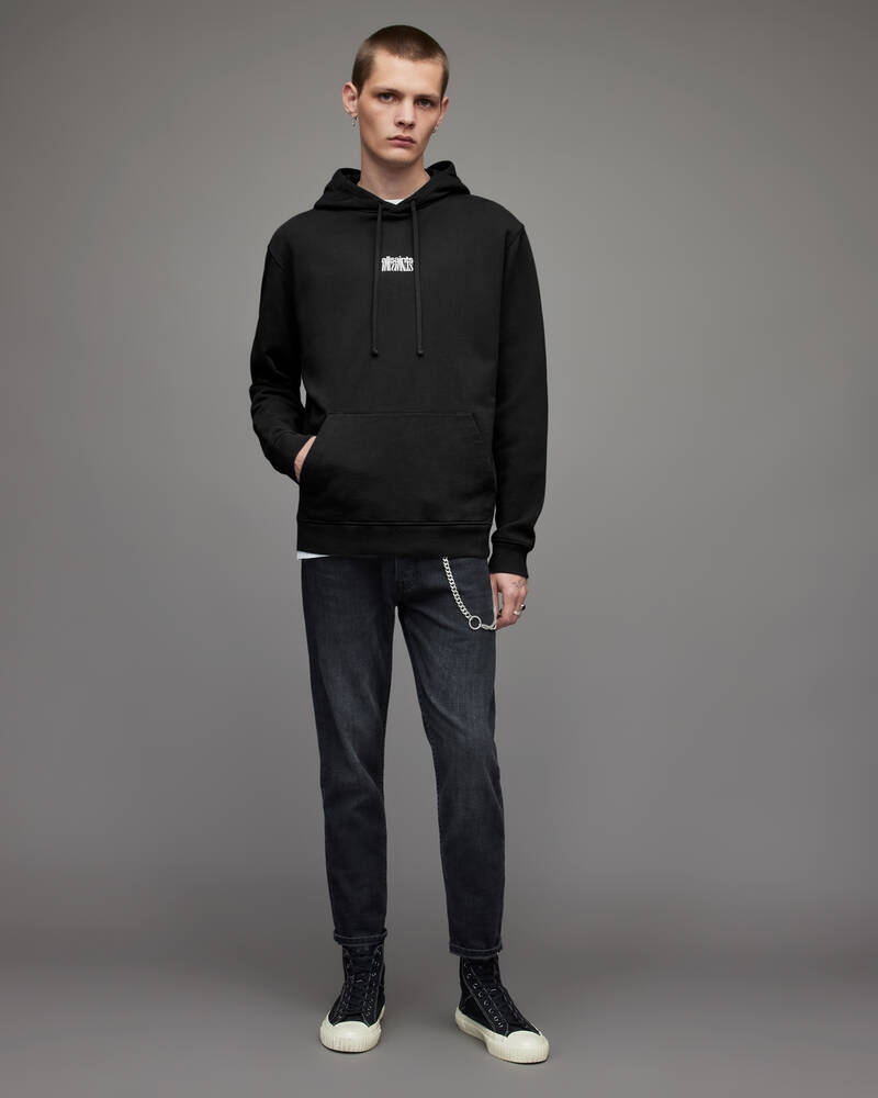 Jet Black Allsaints Refract Pullover Hoodie | MG039X-451