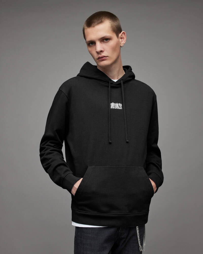 Jet Black Allsaints Refract Pullover Hoodie | MG039X-451