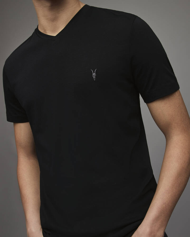 Jet Black Allsaints Tonic V Neck T Shirt | MD001M-451