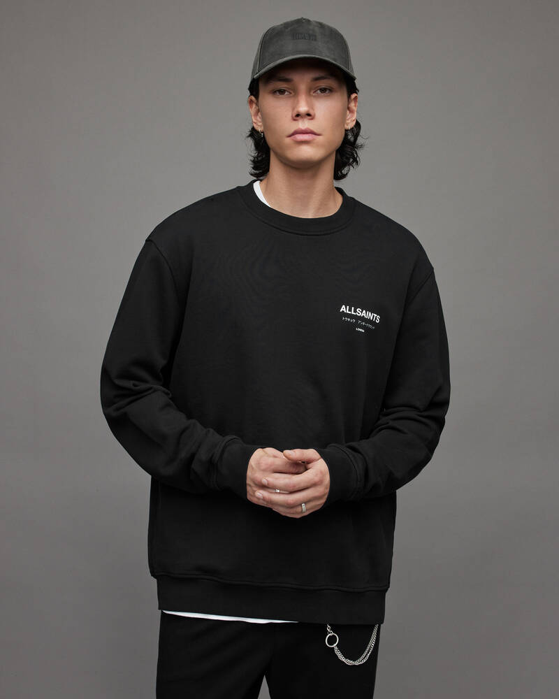 Jet Black Allsaints Underground Crew Sweatshirt | MG319X-451