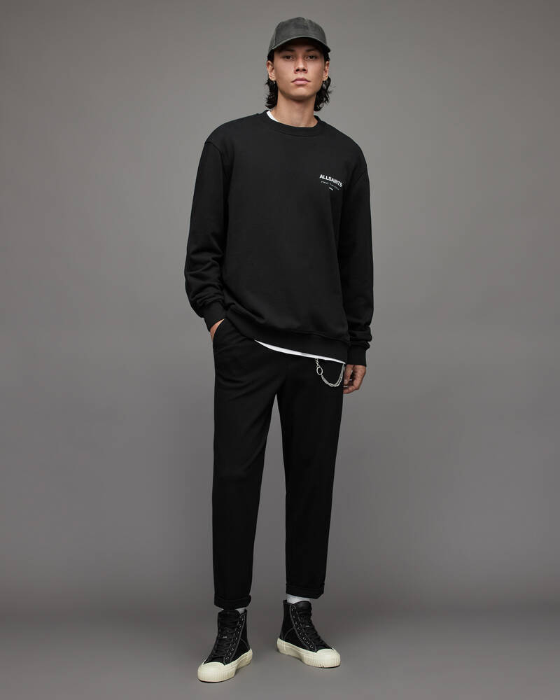 Jet Black Allsaints Underground Crew Sweatshirt | MG319X-451