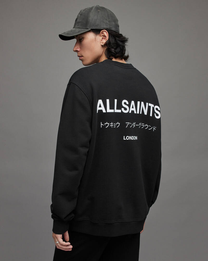 Jet Black Allsaints Underground Crew Sweatshirt | MG319X-451