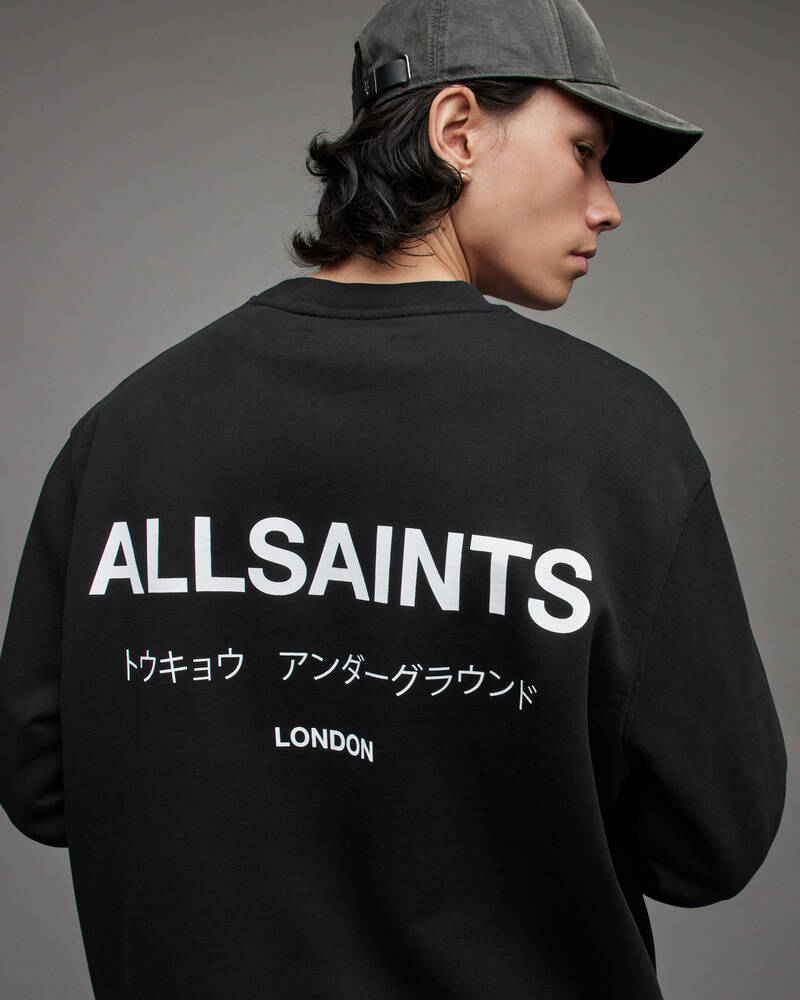 Jet Black Allsaints Underground Crew Sweatshirt | MG319X-451