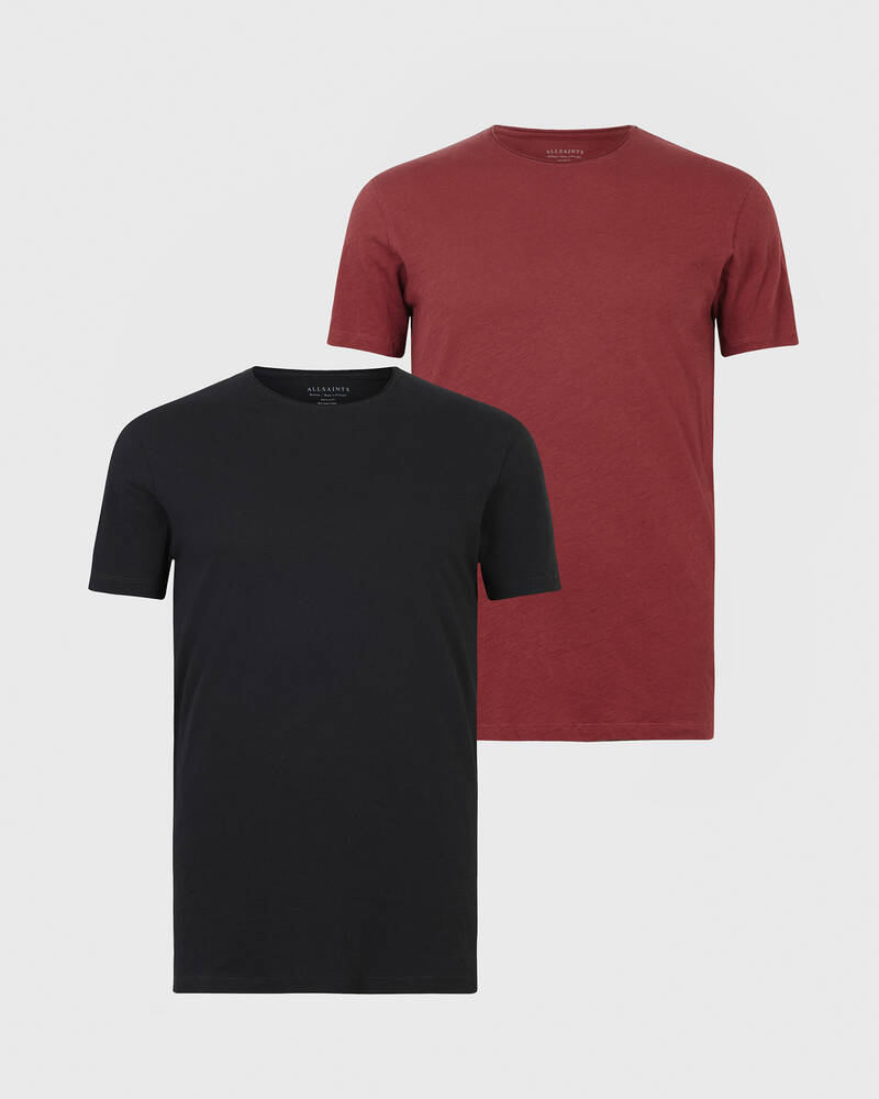 Jet Blk/Auburn Red Allsaints Figure Crew T Shirt 2 Pack | MD176X-7945