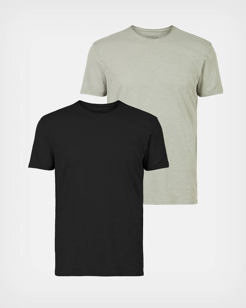 Jet Blk/Grn Allsaints Figure Crew 2 Pack T Shirts | MD166X-8007