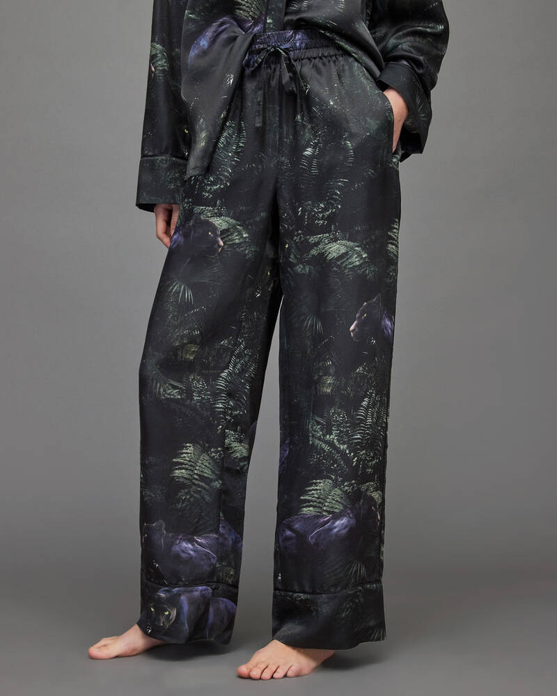 Jungle Green Allsaints Sofi Kim Silk Blend Pyjama Trousers | WX017X-5406