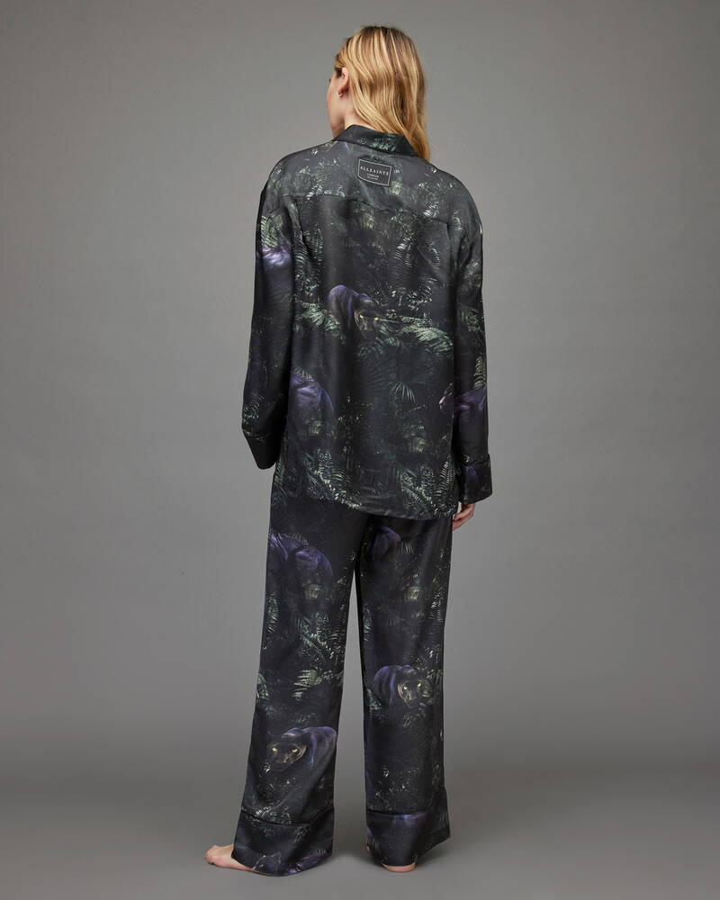 Jungle Green Allsaints Sofi Kim Silk Blend Pyjama Trousers | WX017X-5406