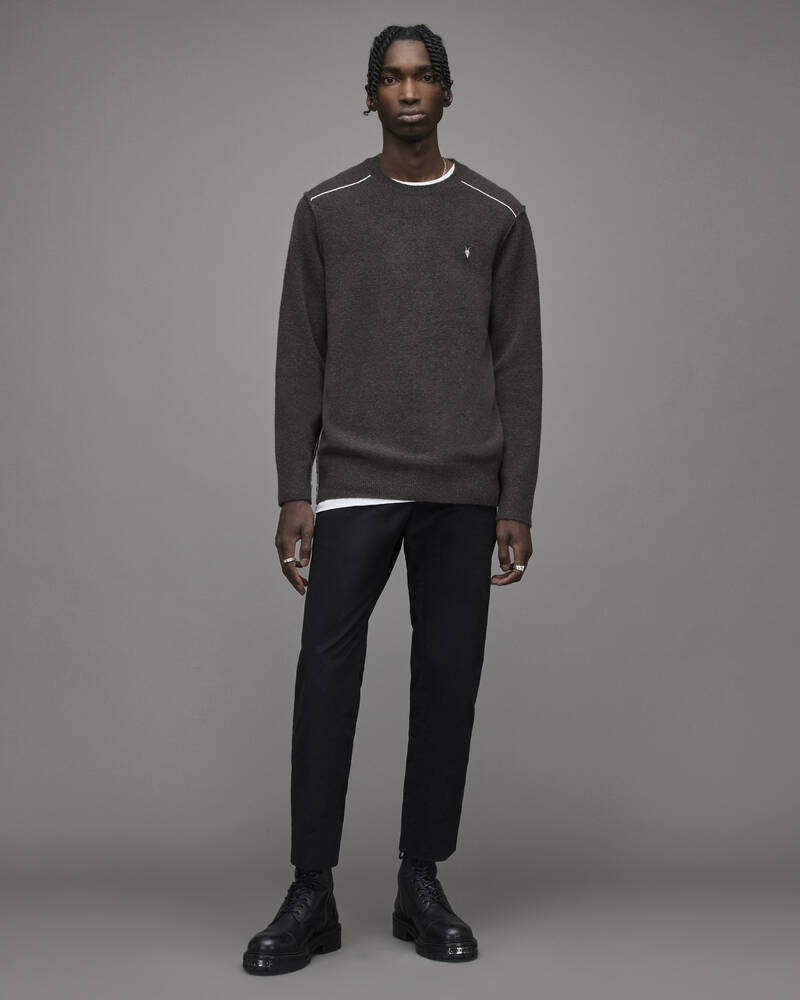 Khaki Brown Allsaints Strike Crew Jumper | MK048X-4063