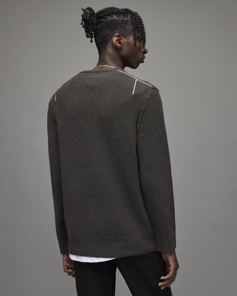 Khaki Brown Allsaints Strike Crew Jumper | MK048X-4063