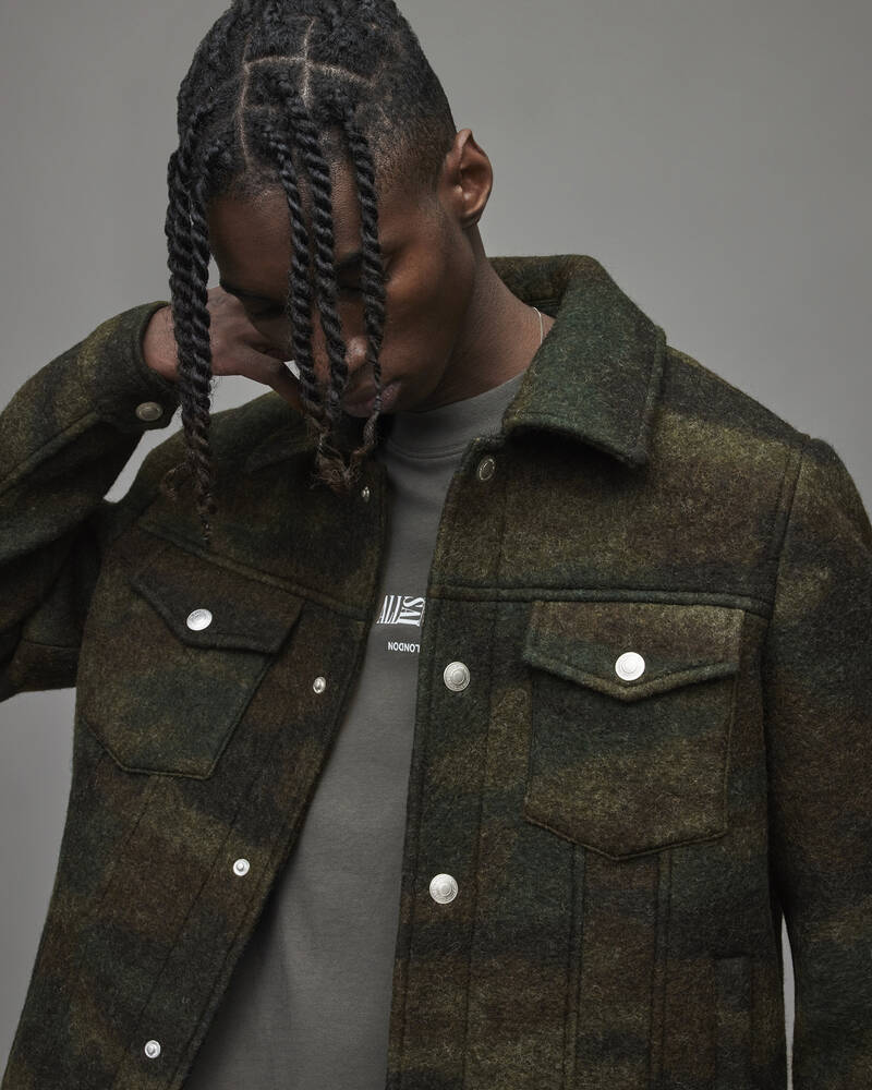 Khaki Camo Allsaints Wilson Camouflage Trucker Jacket | MJ012X-3859