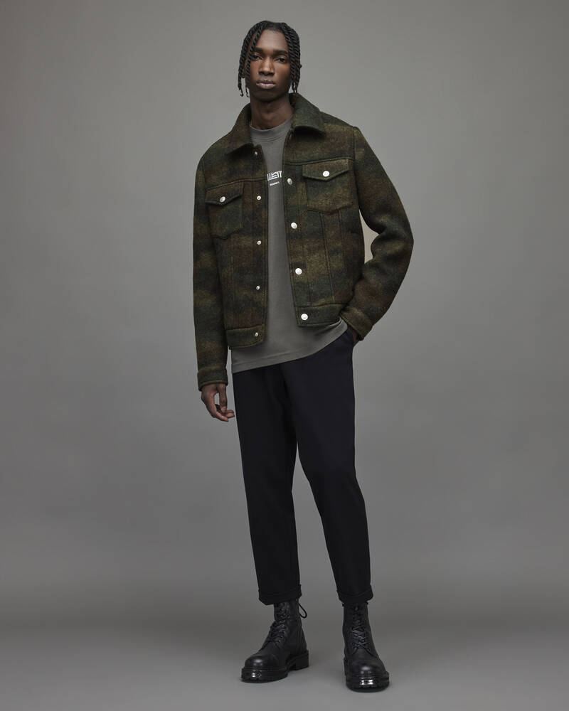 Khaki Camo Allsaints Wilson Camouflage Trucker Jacket | MJ012X-3859