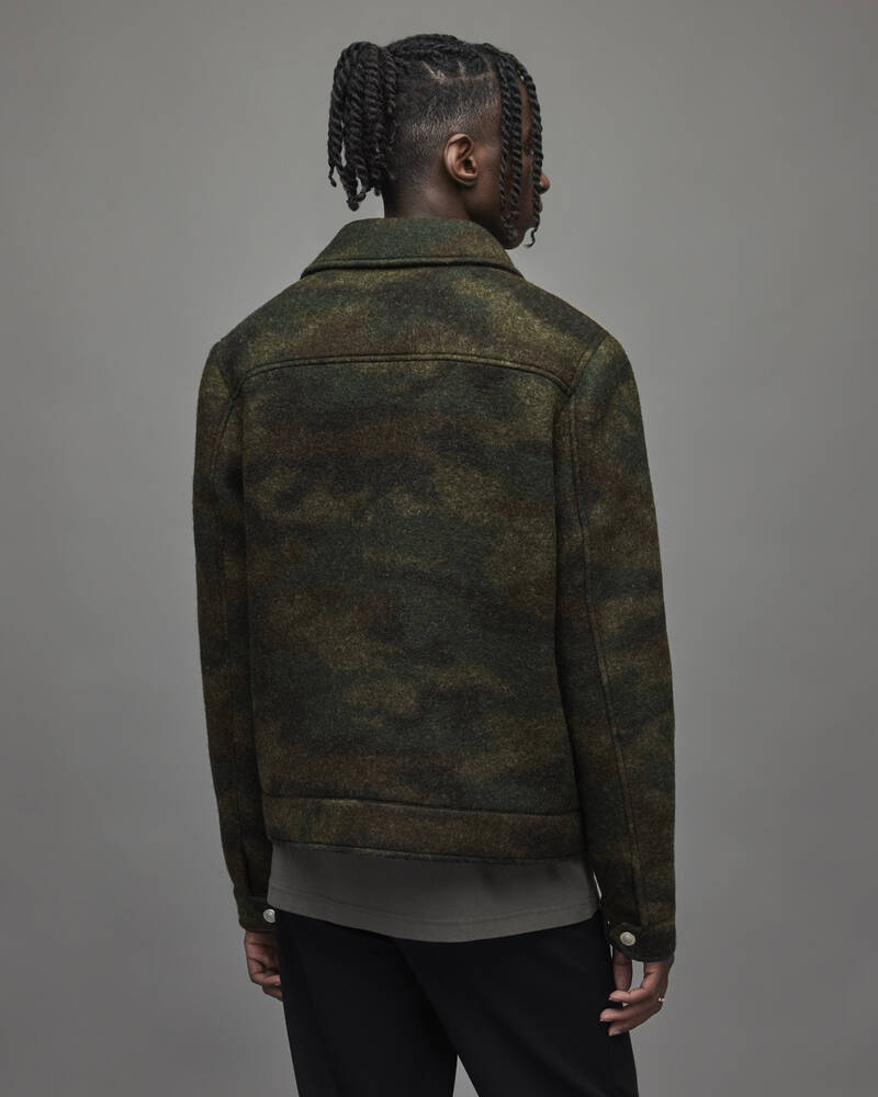 Khaki Camo Allsaints Wilson Camouflage Trucker Jacket | MJ012X-3859