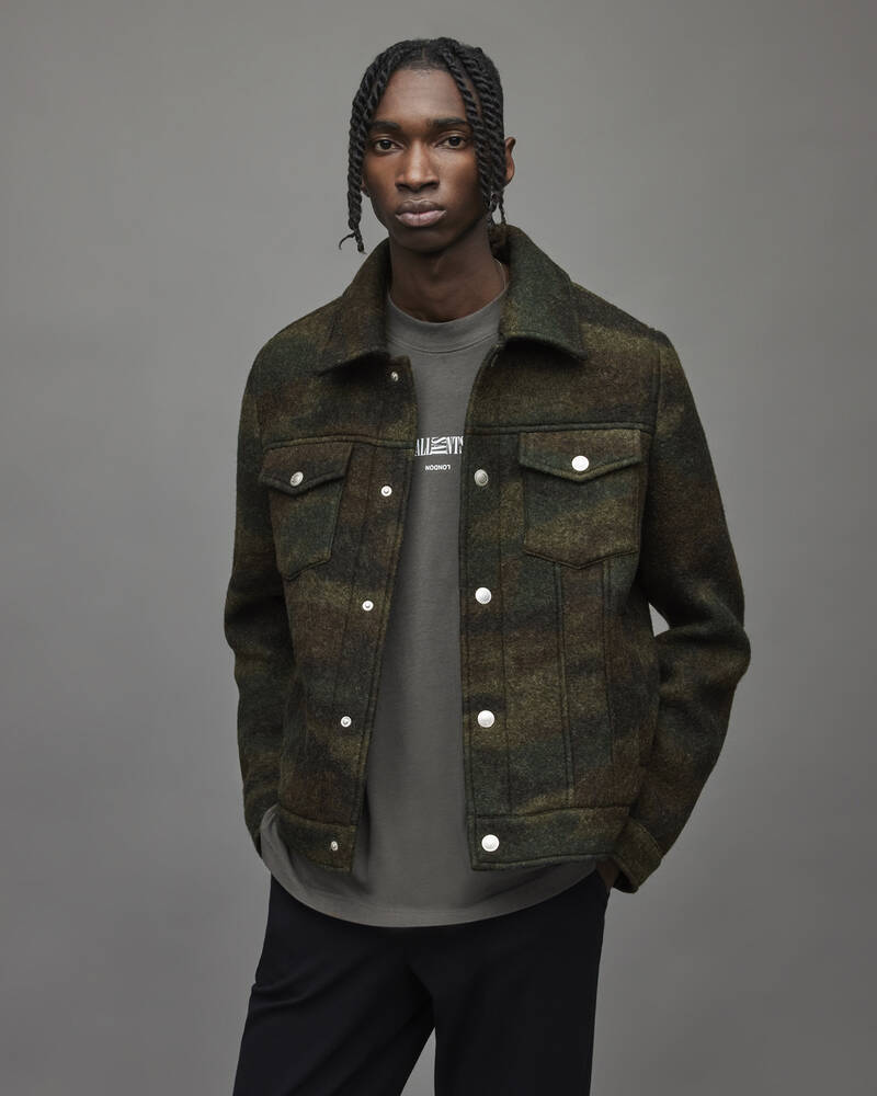 Khaki Camo Allsaints Wilson Camouflage Trucker Jacket | MJ012X-3859