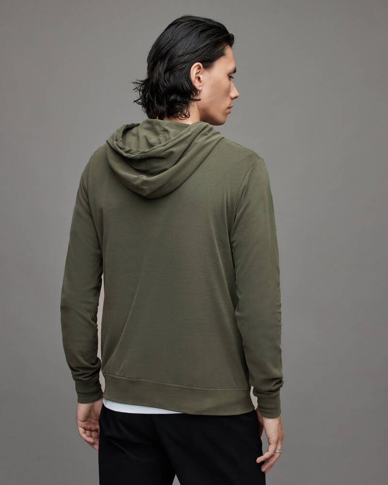 Khaki Green Allsaints Brace Pullover Brushed Cotton Hoodie | MF039X-3836