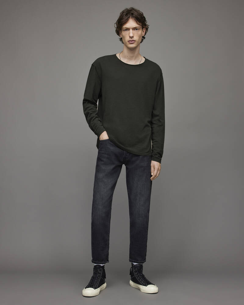 Khaki Green Allsaints Figure Long Sleeve Crew T Shirt | MD024X-3836