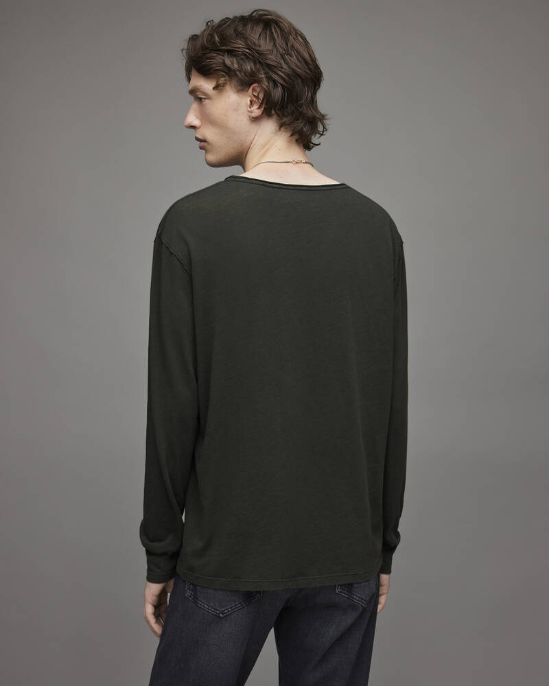 Khaki Green Allsaints Figure Long Sleeve Crew T Shirt | MD024X-3836