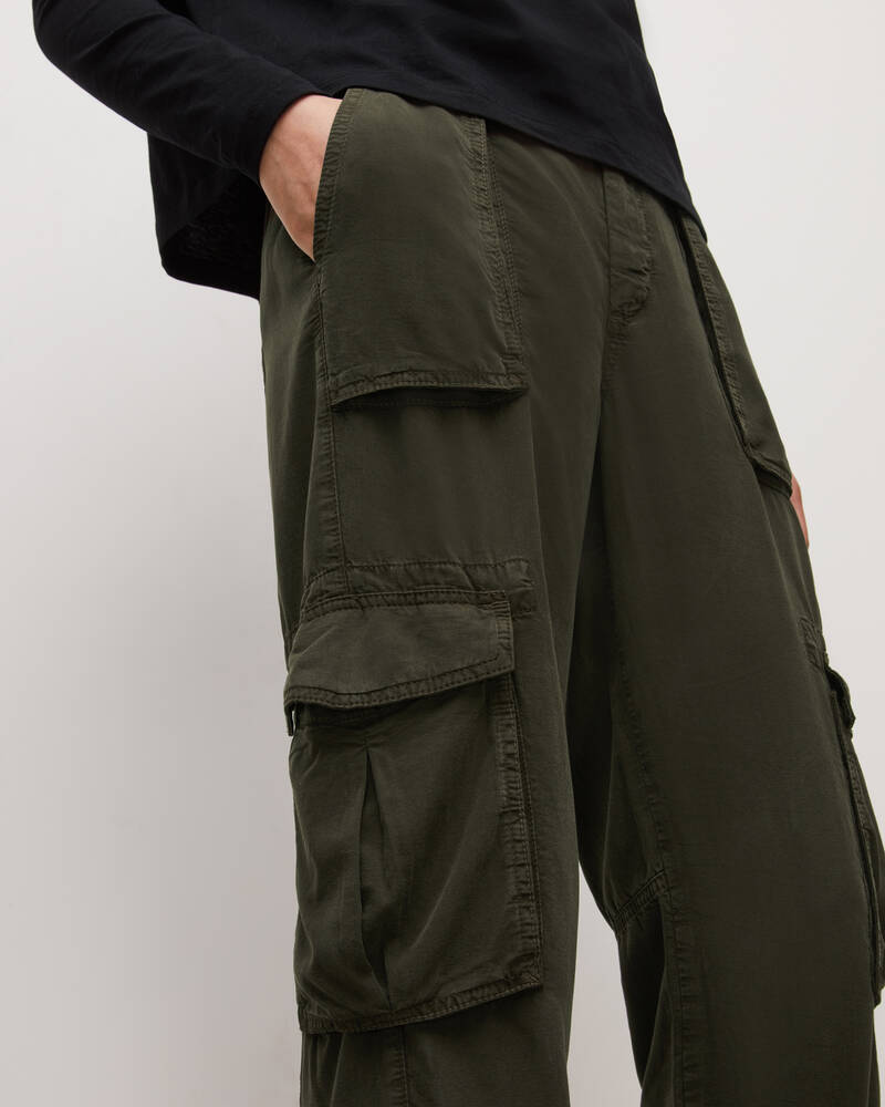 Khaki Green Allsaints Frieda High Rise Tencel Cargo Trousers | WE034W-3836