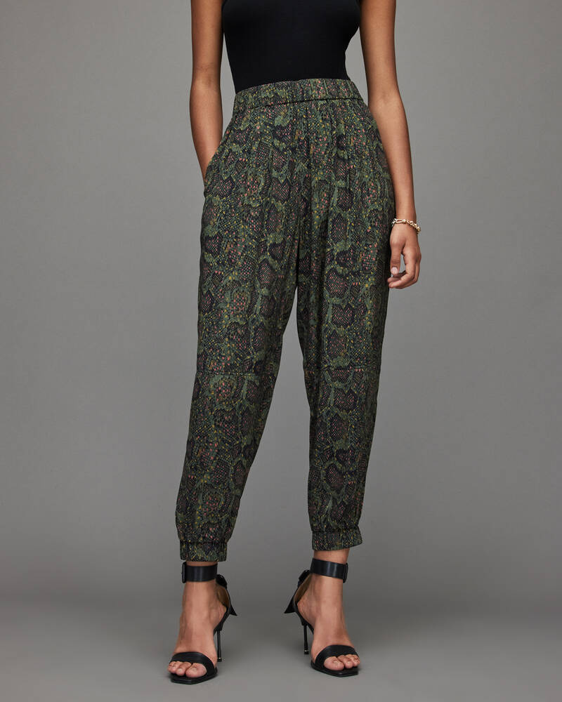 Khaki Green Allsaints Lila Tamora Tapered Trousers | WP008X-3836