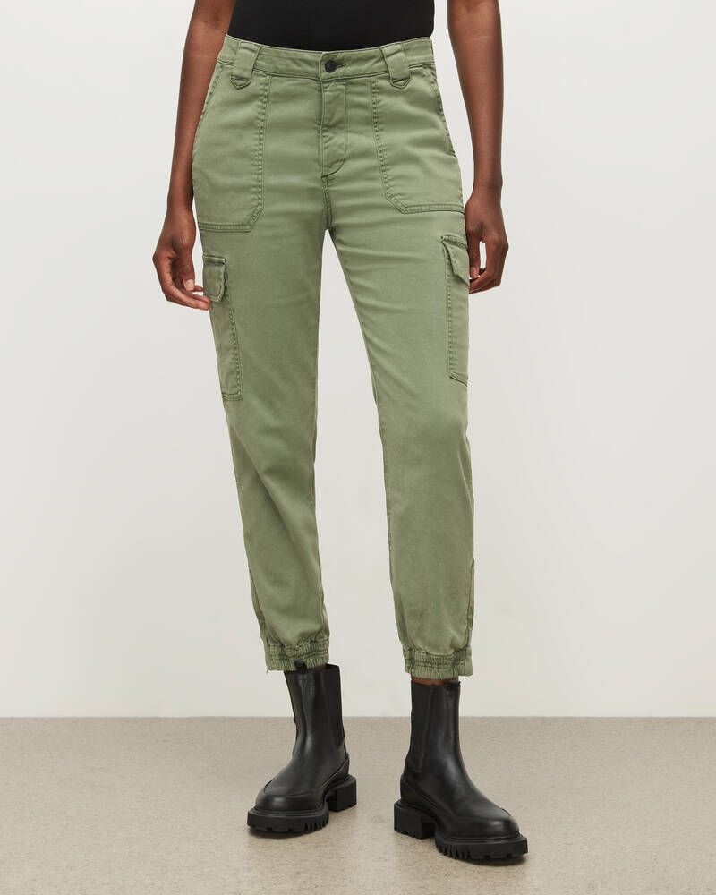 Khaki Green Allsaints Nola High Rise Cargo Joggers | WE005U-3836