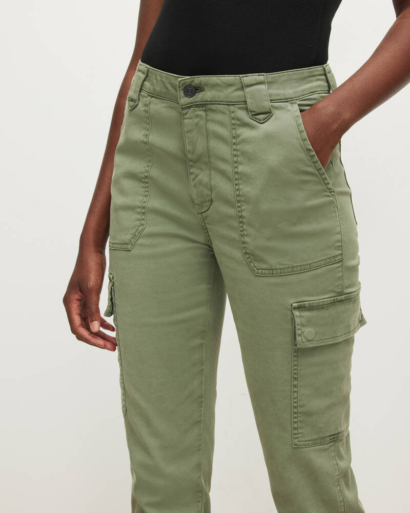 Khaki Green Allsaints Nola High Rise Cargo Joggers | WE005U-3836