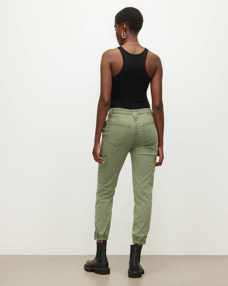 Khaki Green Allsaints Nola High Rise Cargo Joggers | WE005U-3836