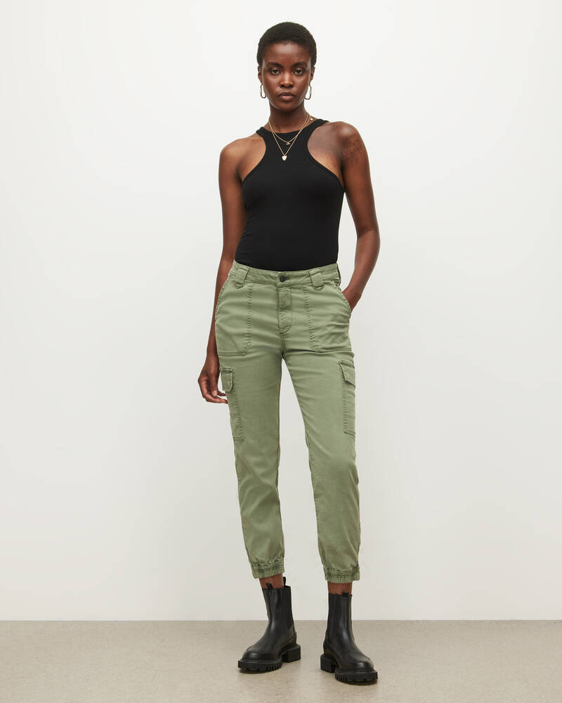 Khaki Green Allsaints Nola High Rise Cargo Joggers | WE005U-3836