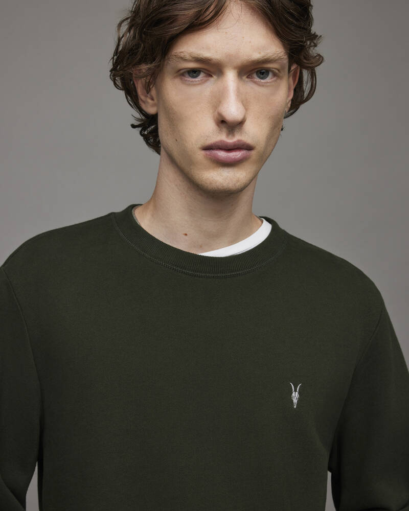 Khaki Green Allsaints Raven Crew Sweatshirt | MF026X-3836