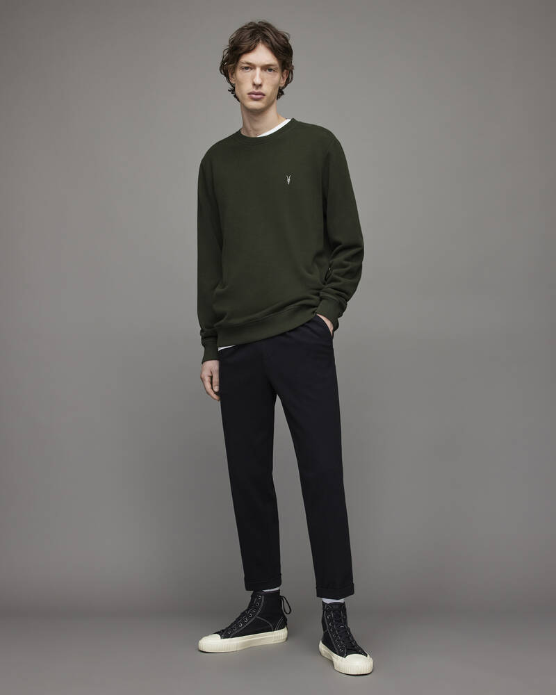 Khaki Green Allsaints Raven Crew Sweatshirt | MF026X-3836