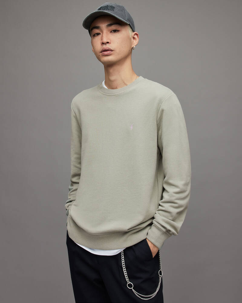 Liberty Green Allsaints Raven Contrast Crew Sweatshirt | MF084X-8006