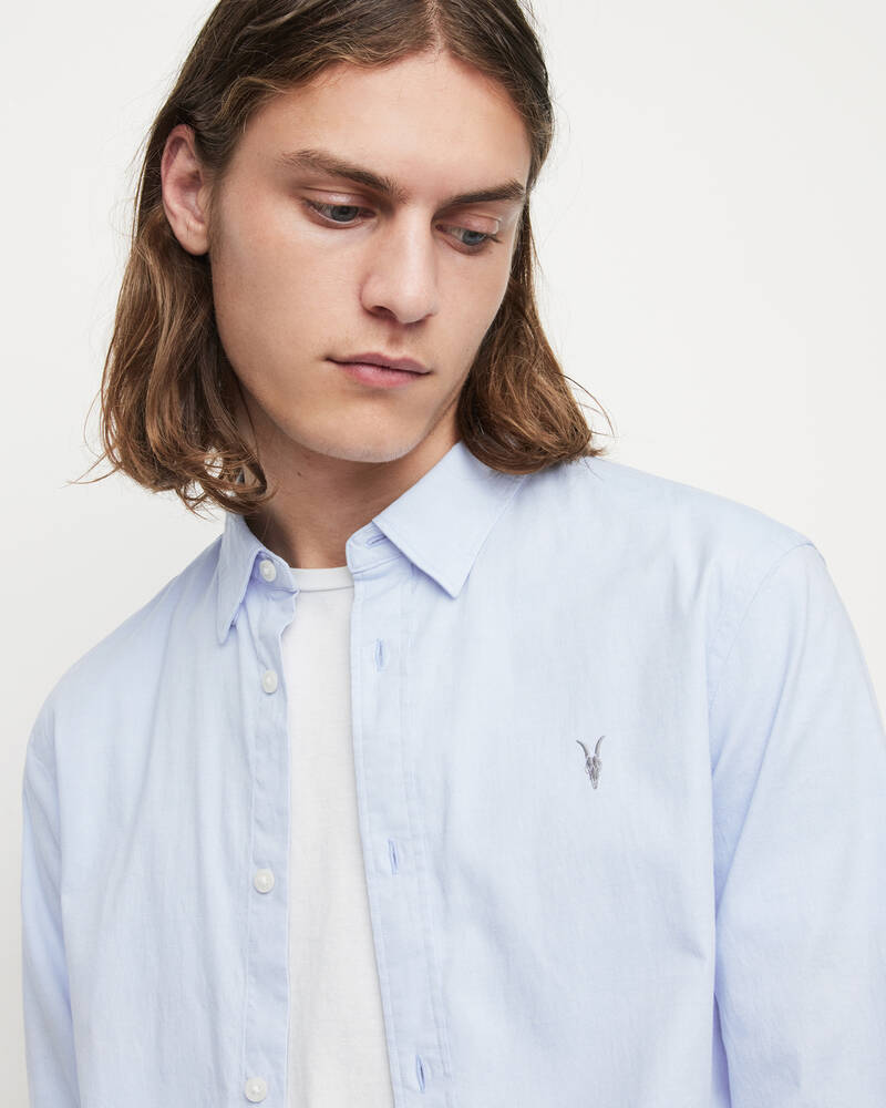 Light Blue Allsaints Hawthorne Ramskull Stretch Fit Shirt | MS255U-709