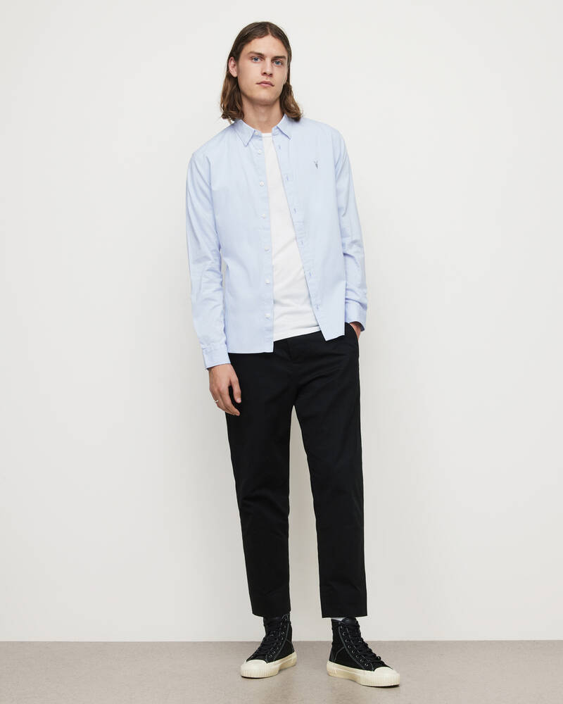 Light Blue Allsaints Hawthorne Ramskull Stretch Fit Shirt | MS255U-709